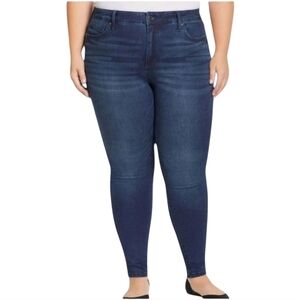 NWT Terra & Sky Plus 26W Petite Dark Blue Skinny Jeans High Rise